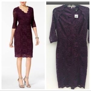 Thalia Sodi Lace Sheath Dress Purple only Womens Sheath Dress V-Neck Floral Lace